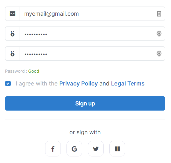 Registration form