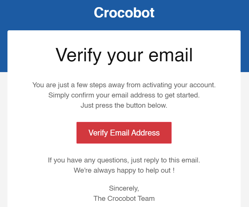 Verification email