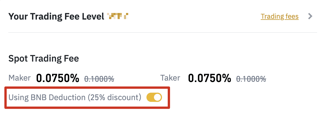 Reserve fees Binance Spot